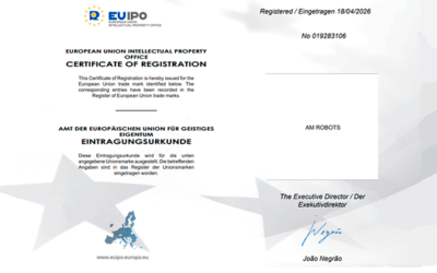 EU TRADEMARK Approved for AM ROBOTS and STORM Robots
